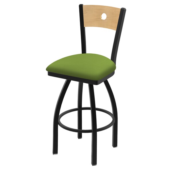 25" Swivel Counter Stool, Black Wrinkle, Nat Back, Canter Kiwi Green Seat